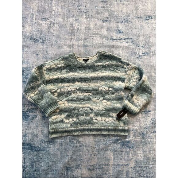 NWT! Alfani Teal Romance Antique White Textured Acrylic Wool Blend Sweater XL - Picture 1 of 8